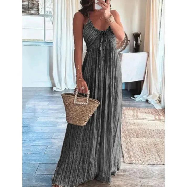 TieGrace | Ärmelloses Print Faltenkleid