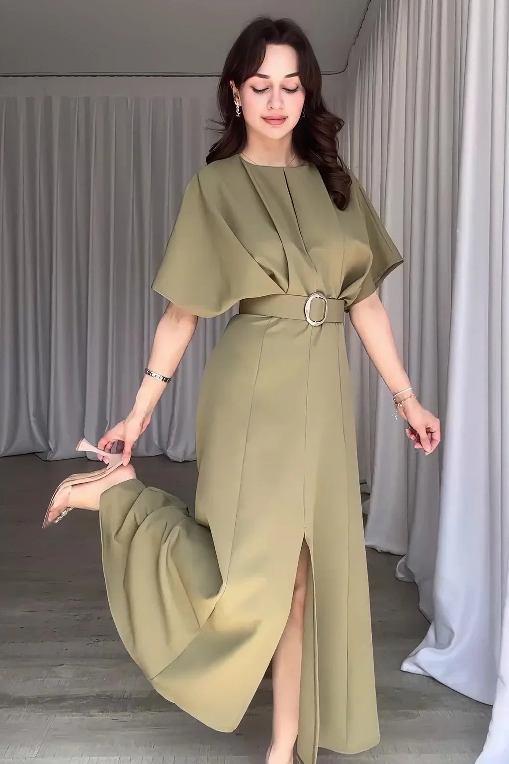 EleganzStil | Damen Elegantes Kleid mit Gürtel