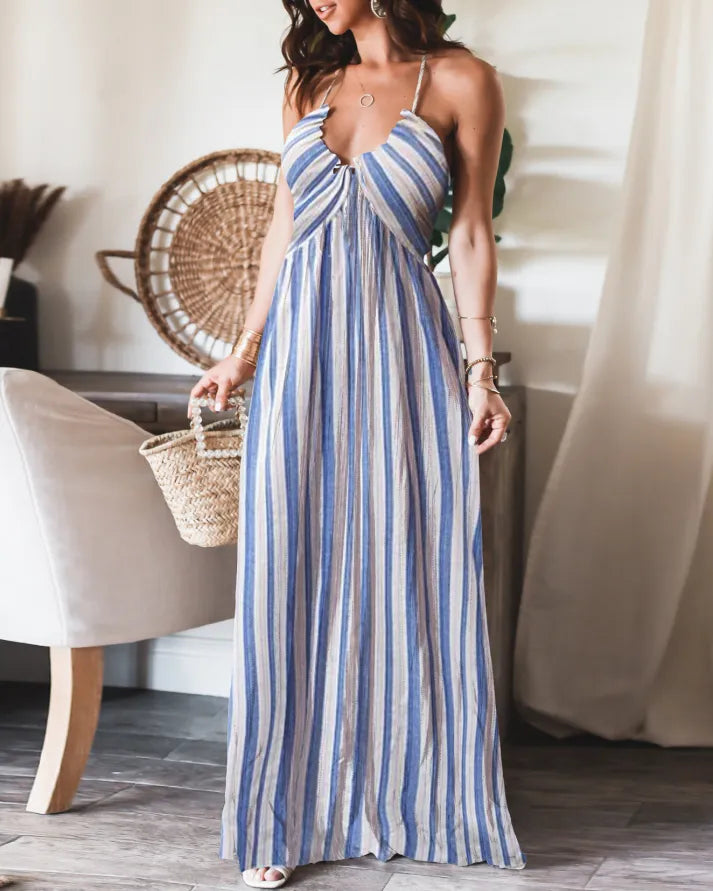 TieGrace | Ärmelloses Print Faltenkleid