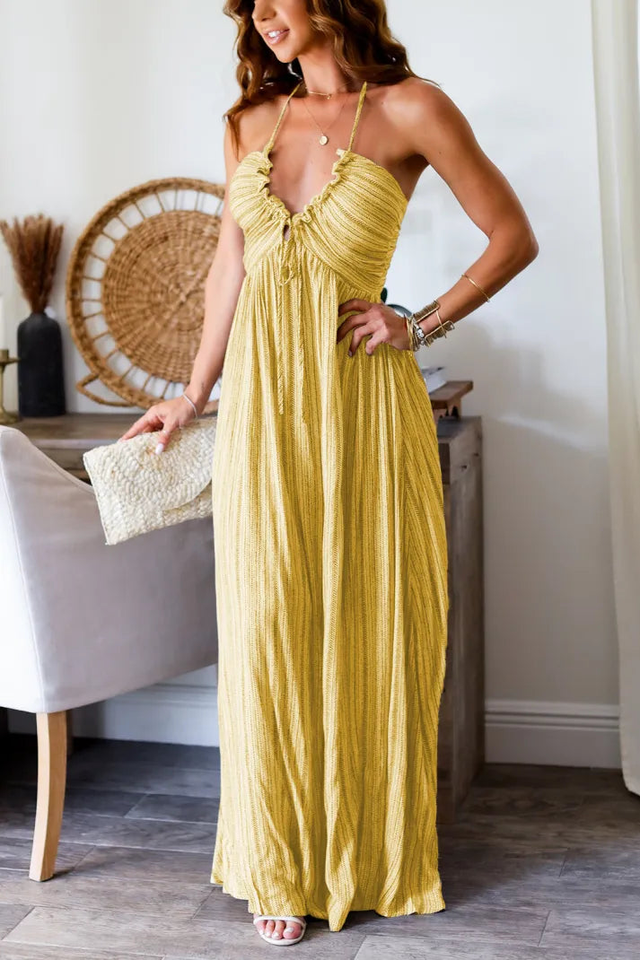 TieGrace | Ärmelloses Print Faltenkleid