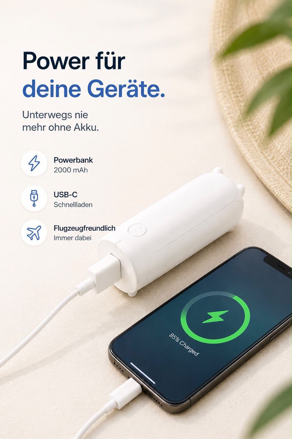 Mini-Handventilator – Powerbank-Funktion, lädt dein Handy