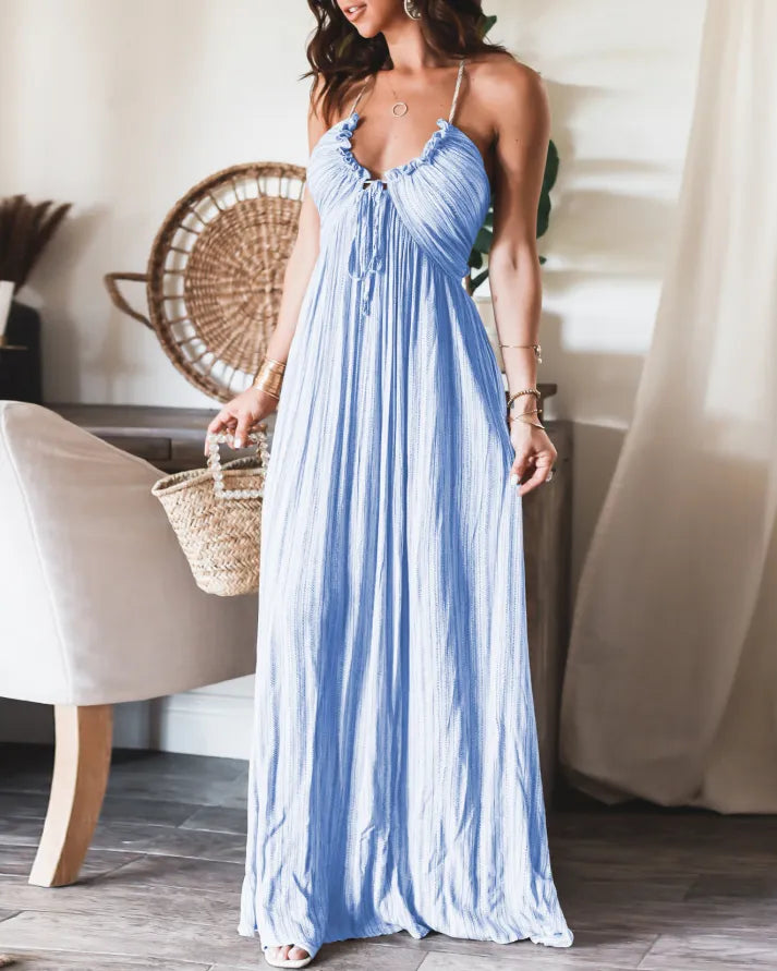 TieGrace | Ärmelloses Print Faltenkleid