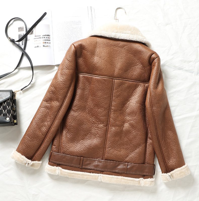FauxLammfell | Stylische Lederjacke mit Futter