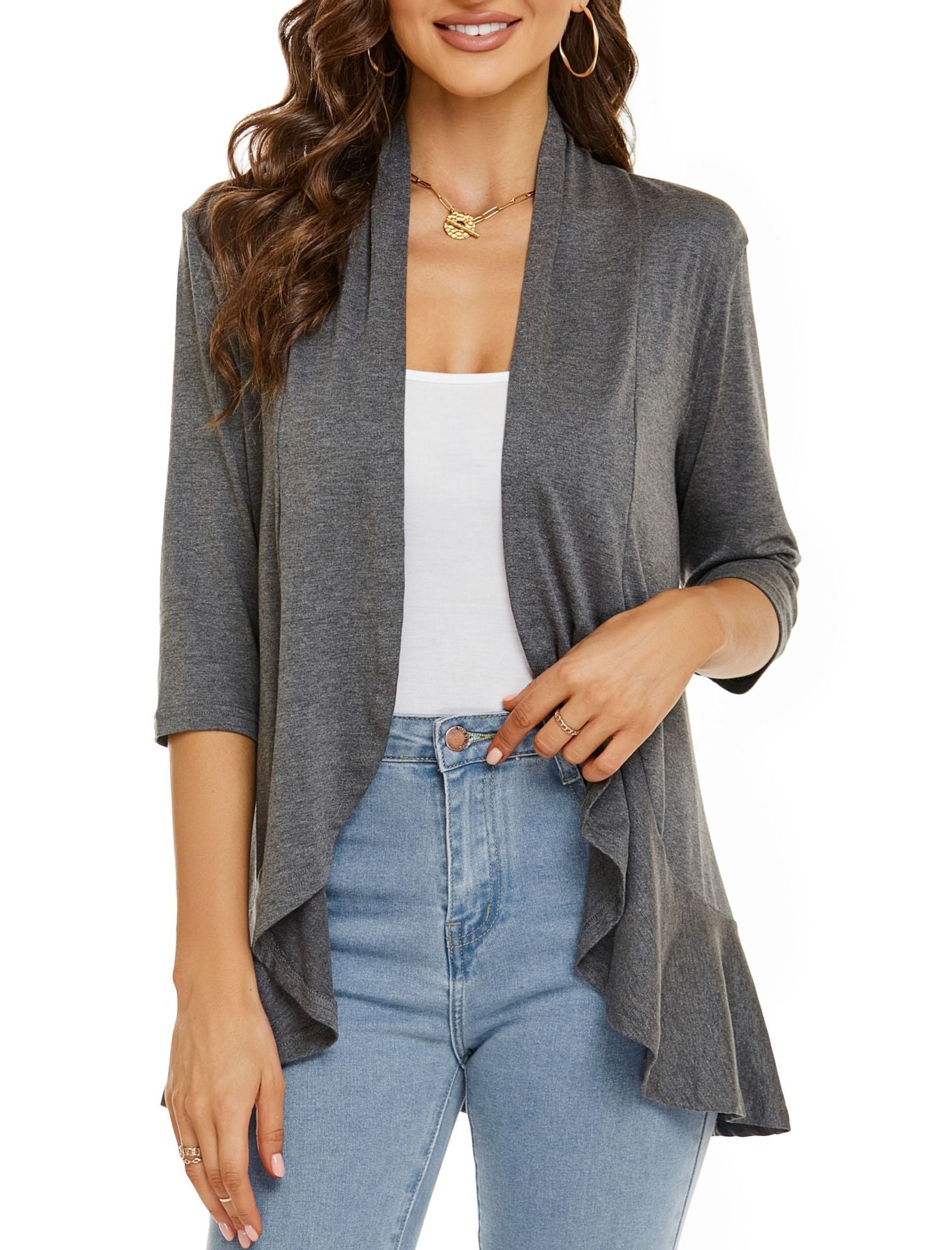 SanfterFluss | Damen Leichter Open Front Cardigan für Jeden Anlass