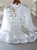 BlütenCharme | Damen Bluse mit zarter Blumenstickerei