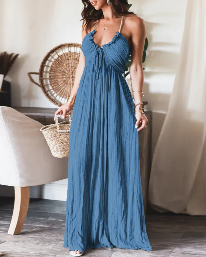 TieGrace | Ärmelloses Print Faltenkleid