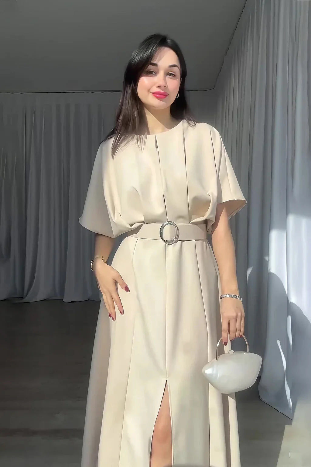 EleganzStil | Damen Elegantes Kleid mit Gürtel