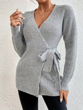 StrickChic | Damen Wickelstrickjacke mit Bindegürtel