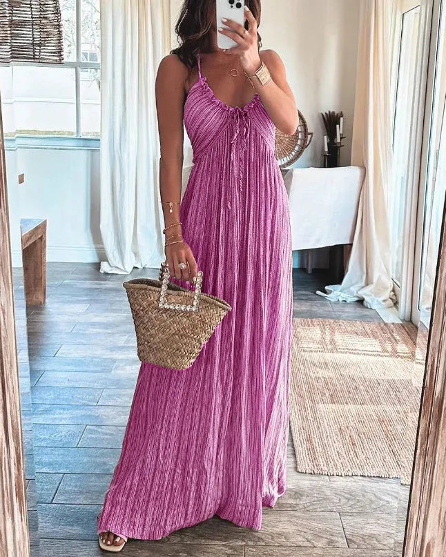 TieGrace | Ärmelloses Print Faltenkleid