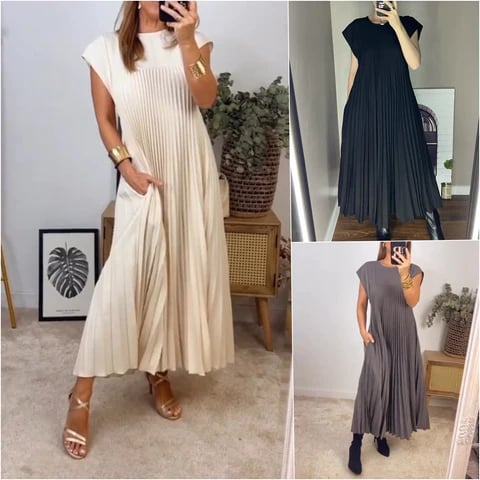 ElegantEase | Plisseekleid