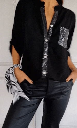 CasualShine | V-Ausschnitt Paillette