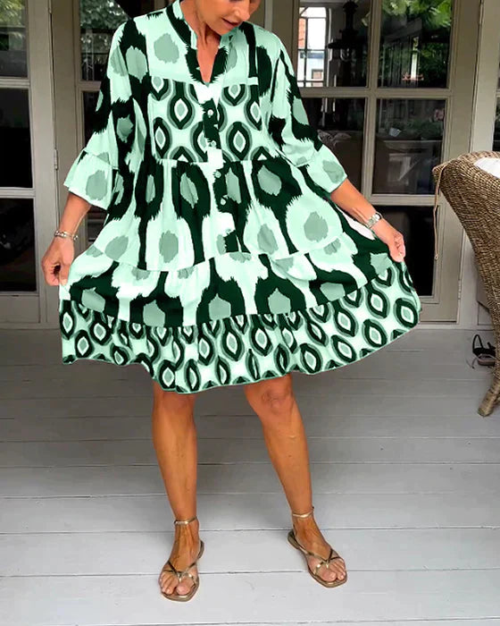 BrisenGlanz | Lässiges Kleid mit Ethno-Print & Knopfleiste