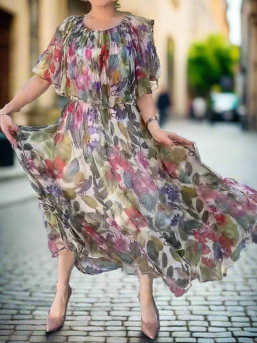 SpringFlare | Chiffon Rüschen Swing Kleid
