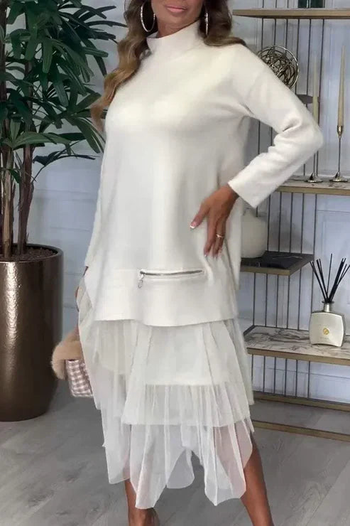 Stilvolle Eleganz | Strickpullover und Tüllrock