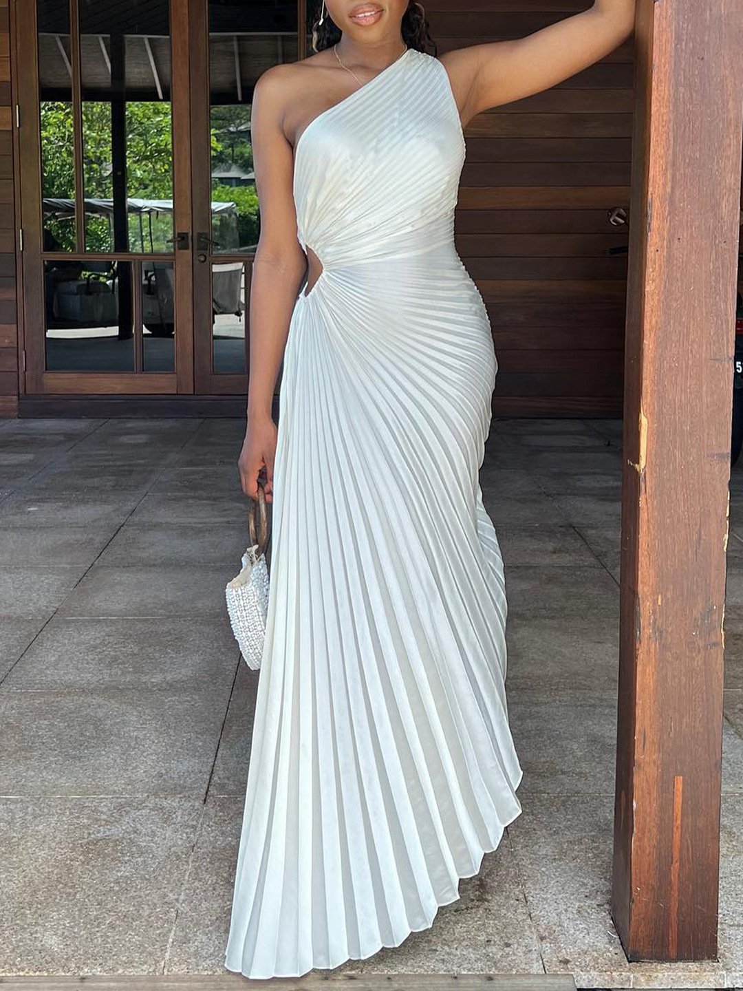 RoyaleEleganz | Damen One-Shoulder Plissee Maxikleid