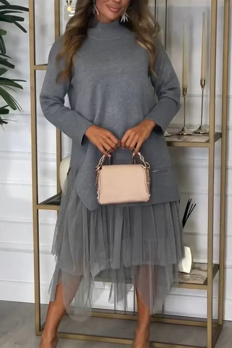 Stilvolle Eleganz | Strickpullover und Tüllrock