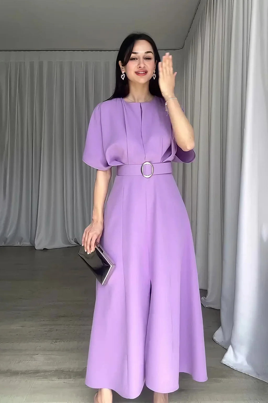 EleganzStil | Damen Elegantes Kleid mit Gürtel