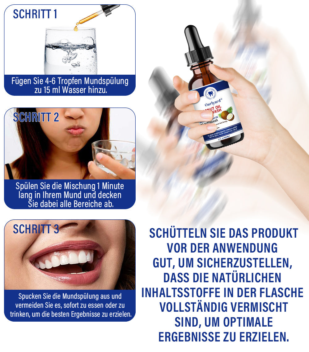 FrischeAura – Kokosöl-Mundspülung für frischen Atem & gesundes Zahnfleisch