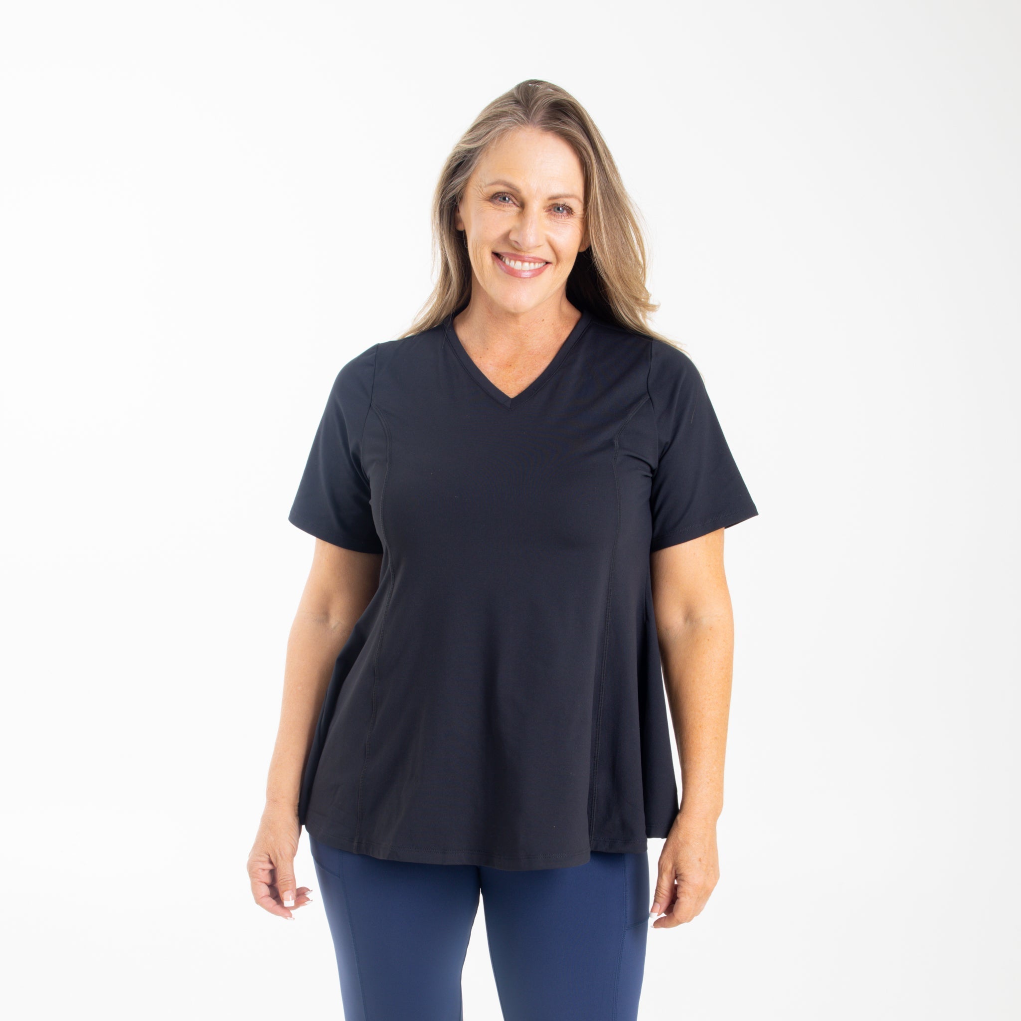 KomfortWear | Damen V-Ausschnitt Kurzarm Tunika-Shirt