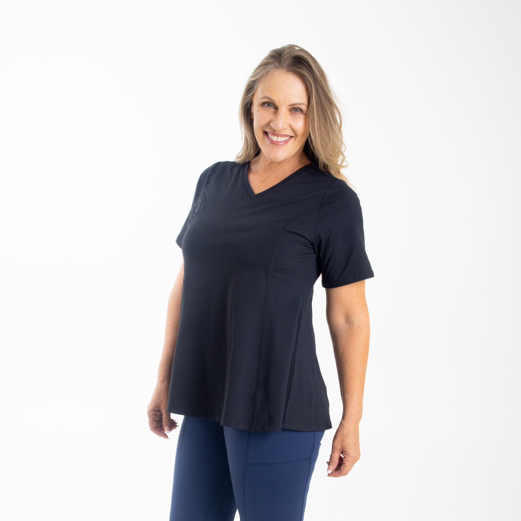 KomfortWear | Damen V-Ausschnitt Kurzarm Tunika-Shirt