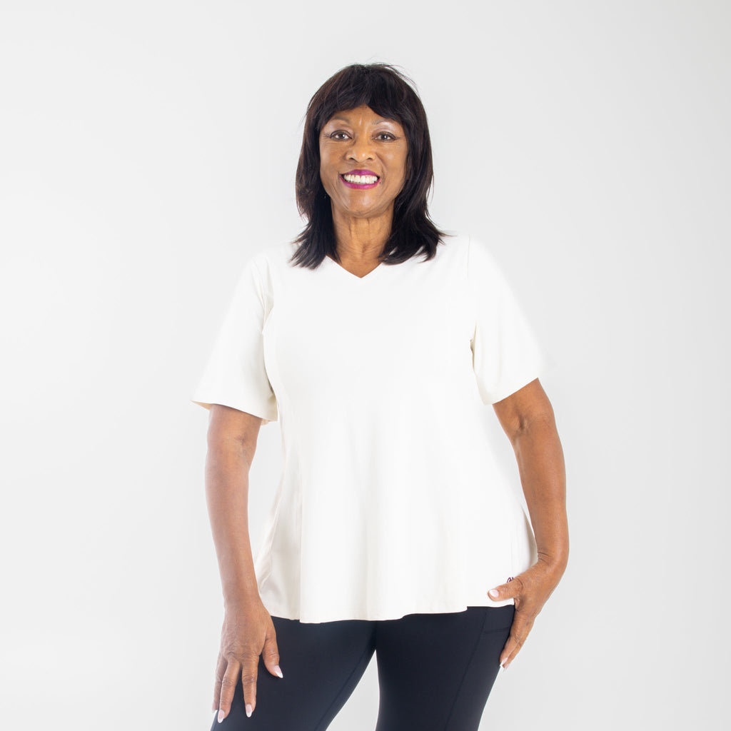 KomfortWear | Damen V-Ausschnitt Kurzarm Tunika-Shirt