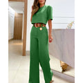 Crop-T-Shirt mit halben Ärmeln und weite Hosen Set