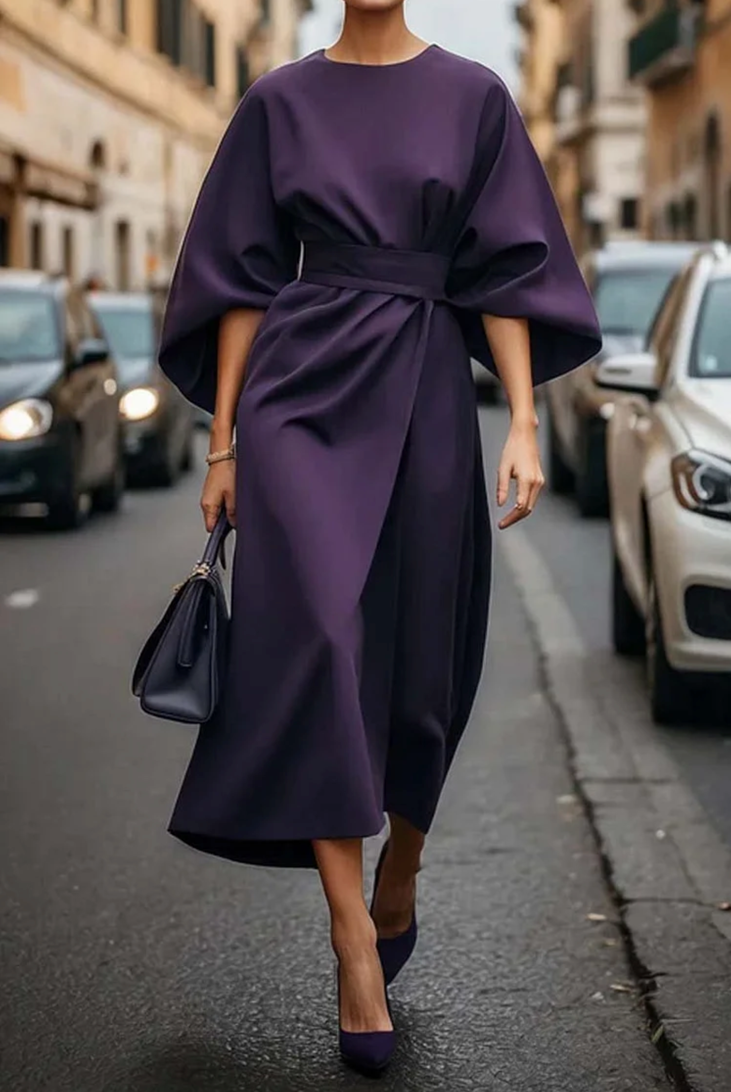 AbendFlair | Schickes Satin-Kleid in Wickeloptik für Elegante Anlässe