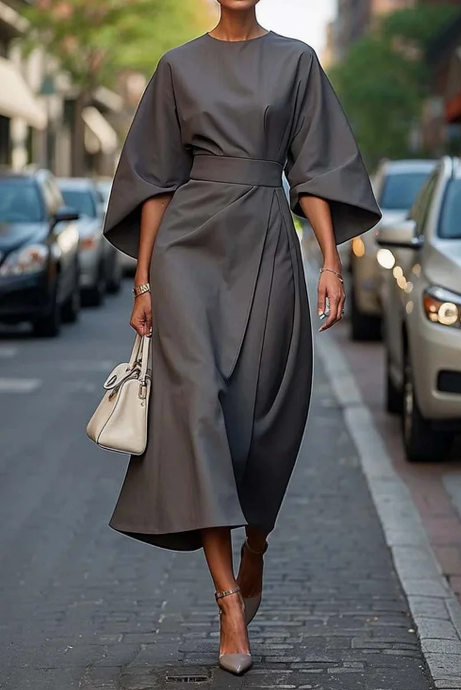 AbendFlair | Schickes Satin-Kleid in Wickeloptik für Elegante Anlässe