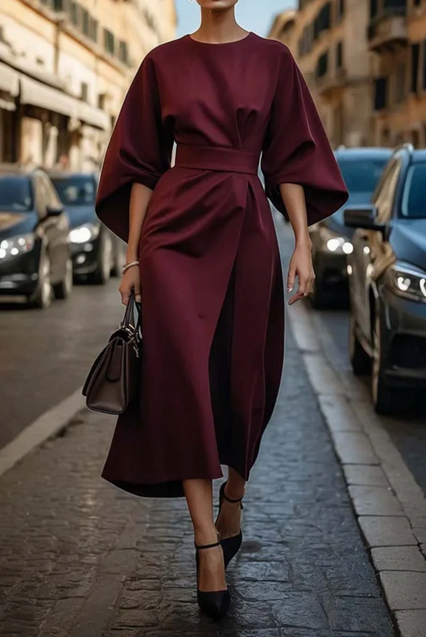 AbendFlair | Schickes Satin-Kleid in Wickeloptik für Elegante Anlässe