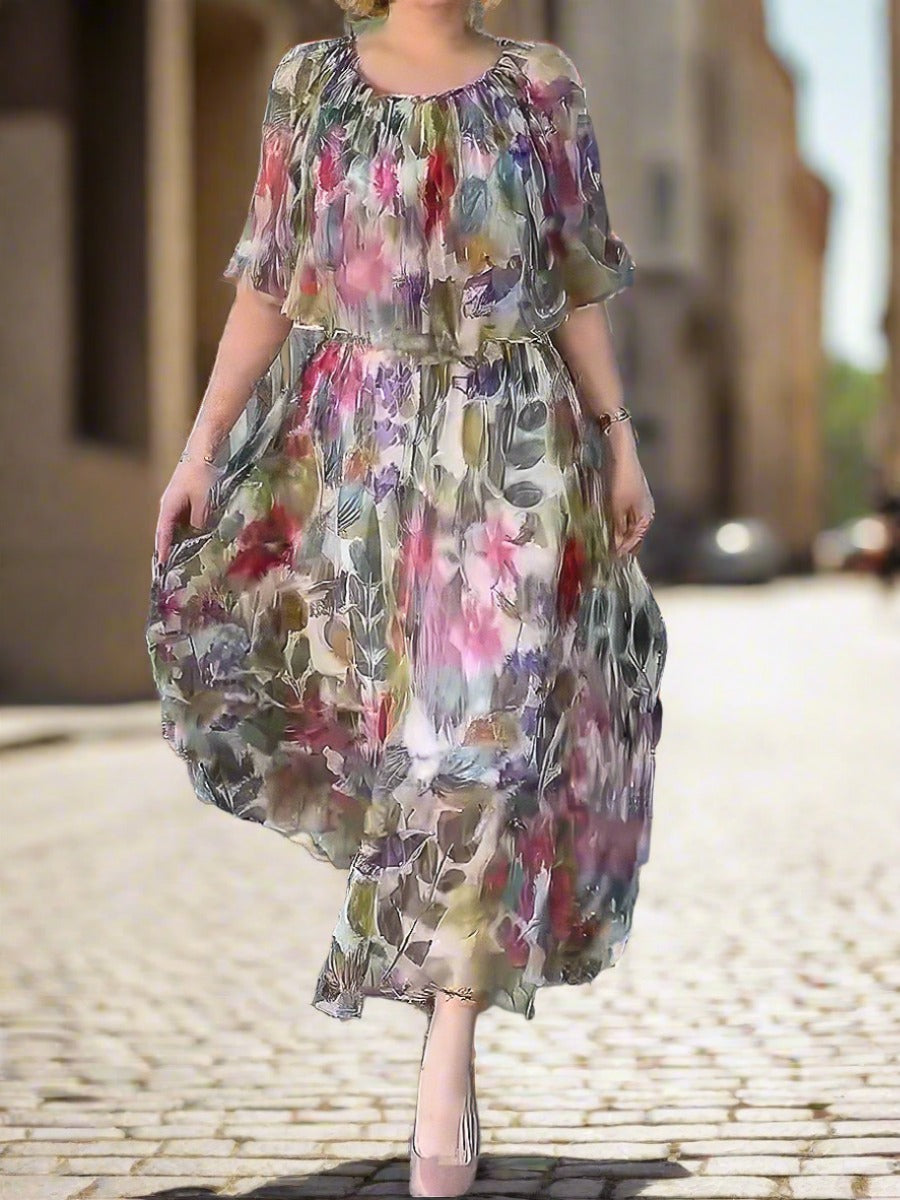 SpringFlare | Chiffon Rüschen Swing Kleid