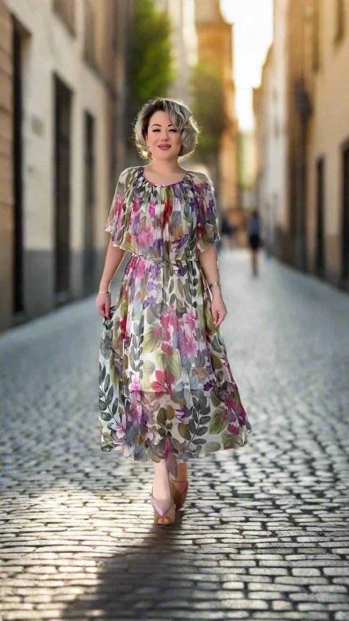 SpringFlare | Chiffon Rüschen Swing Kleid