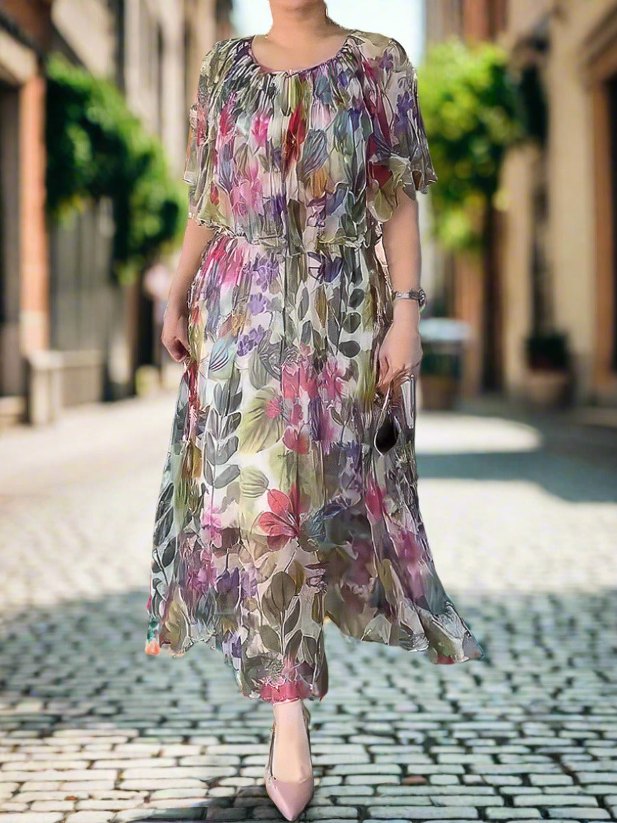 SpringFlare | Chiffon Rüschen Swing Kleid