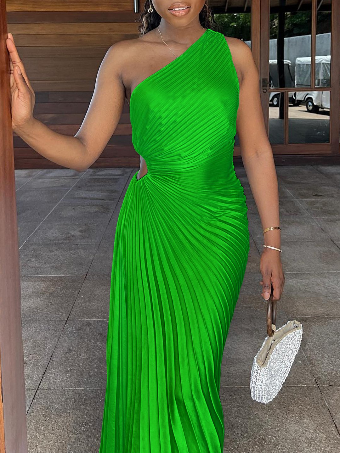 RoyaleEleganz | Damen One-Shoulder Plissee Maxikleid