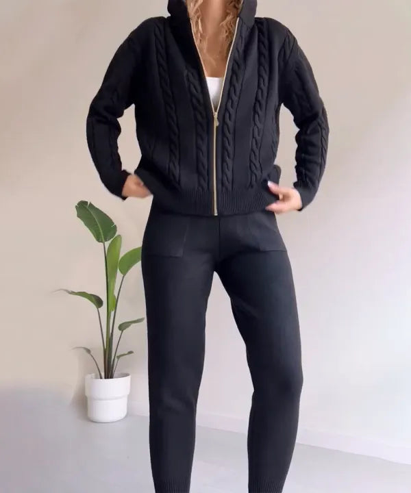 GemütlichStrick Set | Müheloser Stil und Komfort im Gestrickten Zweiteiler