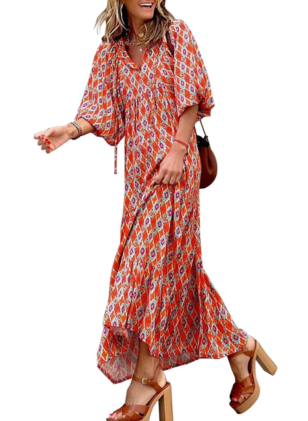 BrisenEleganz | Boho Maxikleid mit Ethno-Print