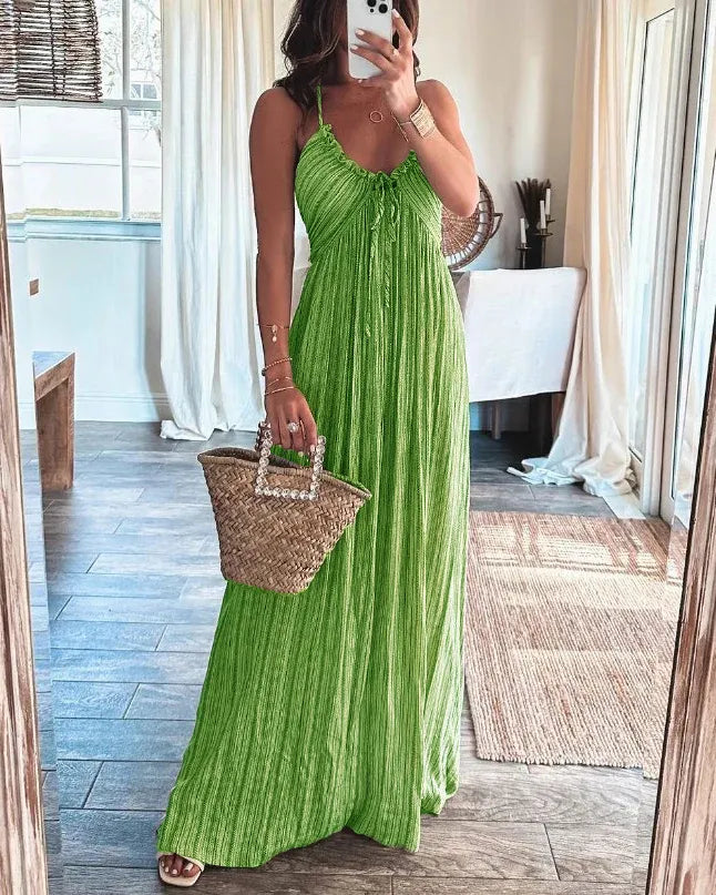 TieGrace | Ärmelloses Print Faltenkleid