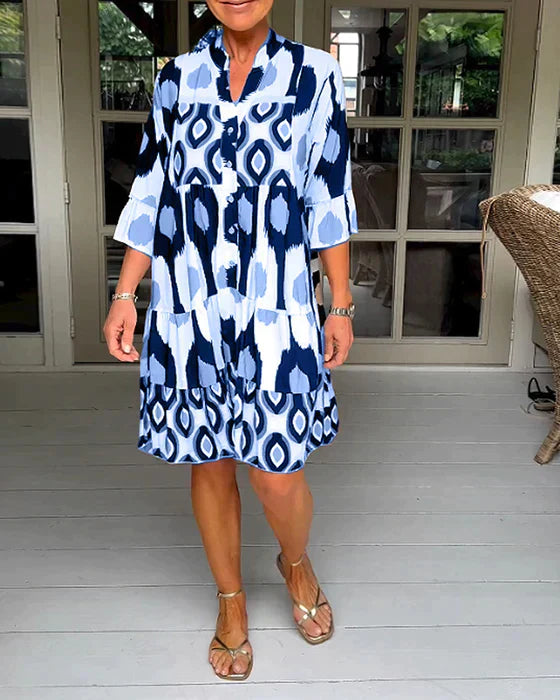 BrisenGlanz | Lässiges Kleid mit Ethno-Print & Knopfleiste