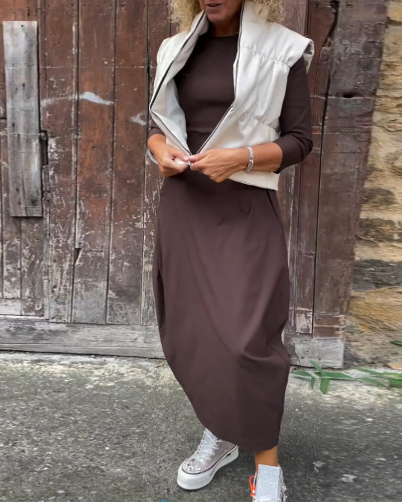 ChicKleid | Elegantes Midikleid mit lockerer Passform und Seitentaschen