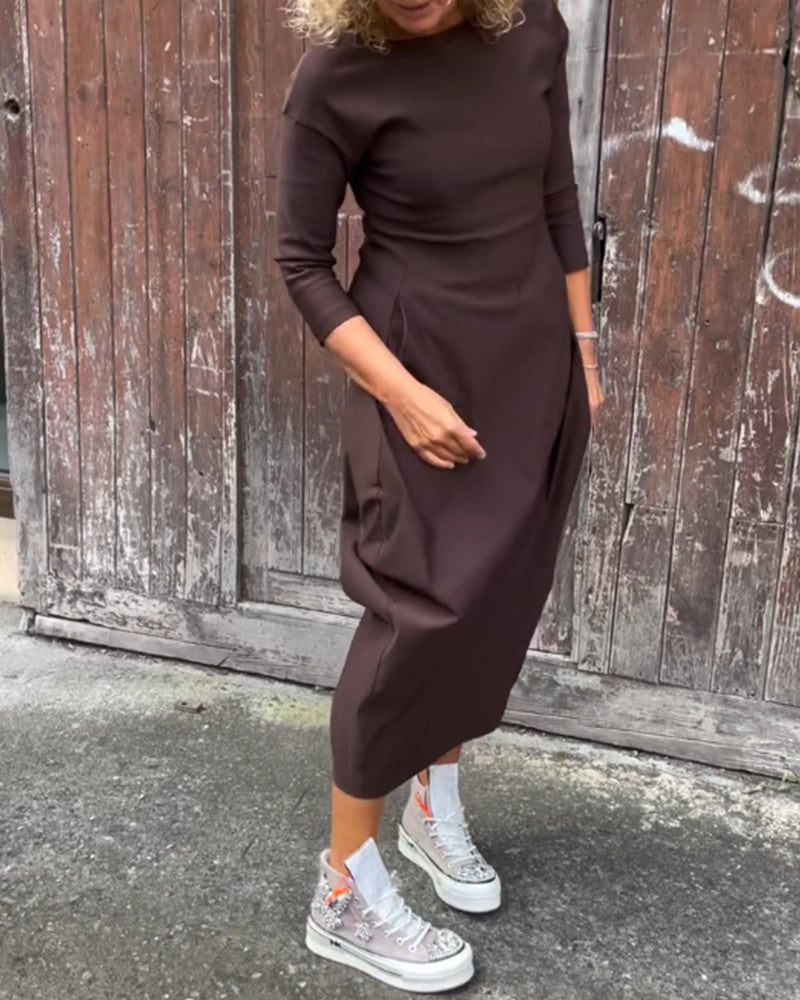 ChicKleid | Elegantes Midikleid mit lockerer Passform und Seitentaschen