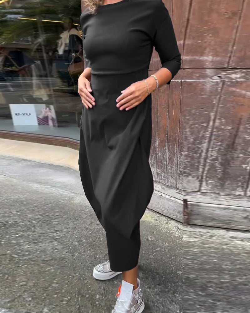 ChicKleid | Elegantes Midikleid mit lockerer Passform und Seitentaschen