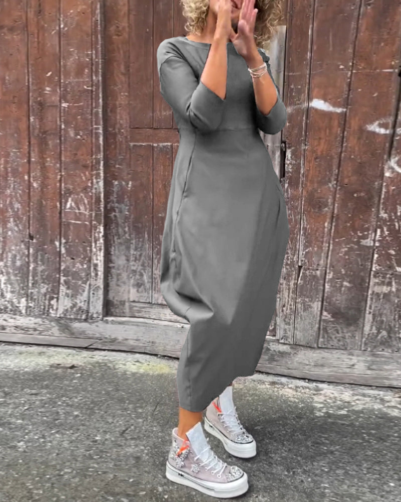 ChicKleid | Elegantes Midikleid mit lockerer Passform und Seitentaschen