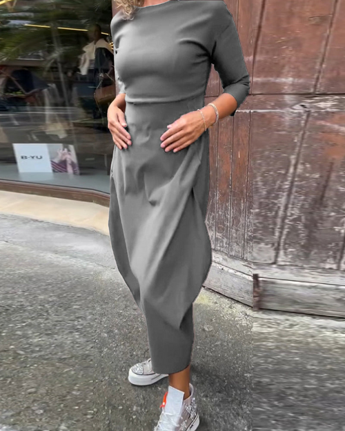 ChicKleid | Elegantes Midikleid mit lockerer Passform und Seitentaschen