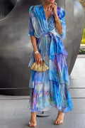 FarbFlair | Luftiges Maxikleid mit Wasserfarben-Optik
