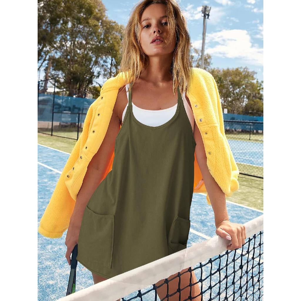 Trageleicht | Lockeres Sommer-Shorts-Set mit Spaghettiträgern und Taschen