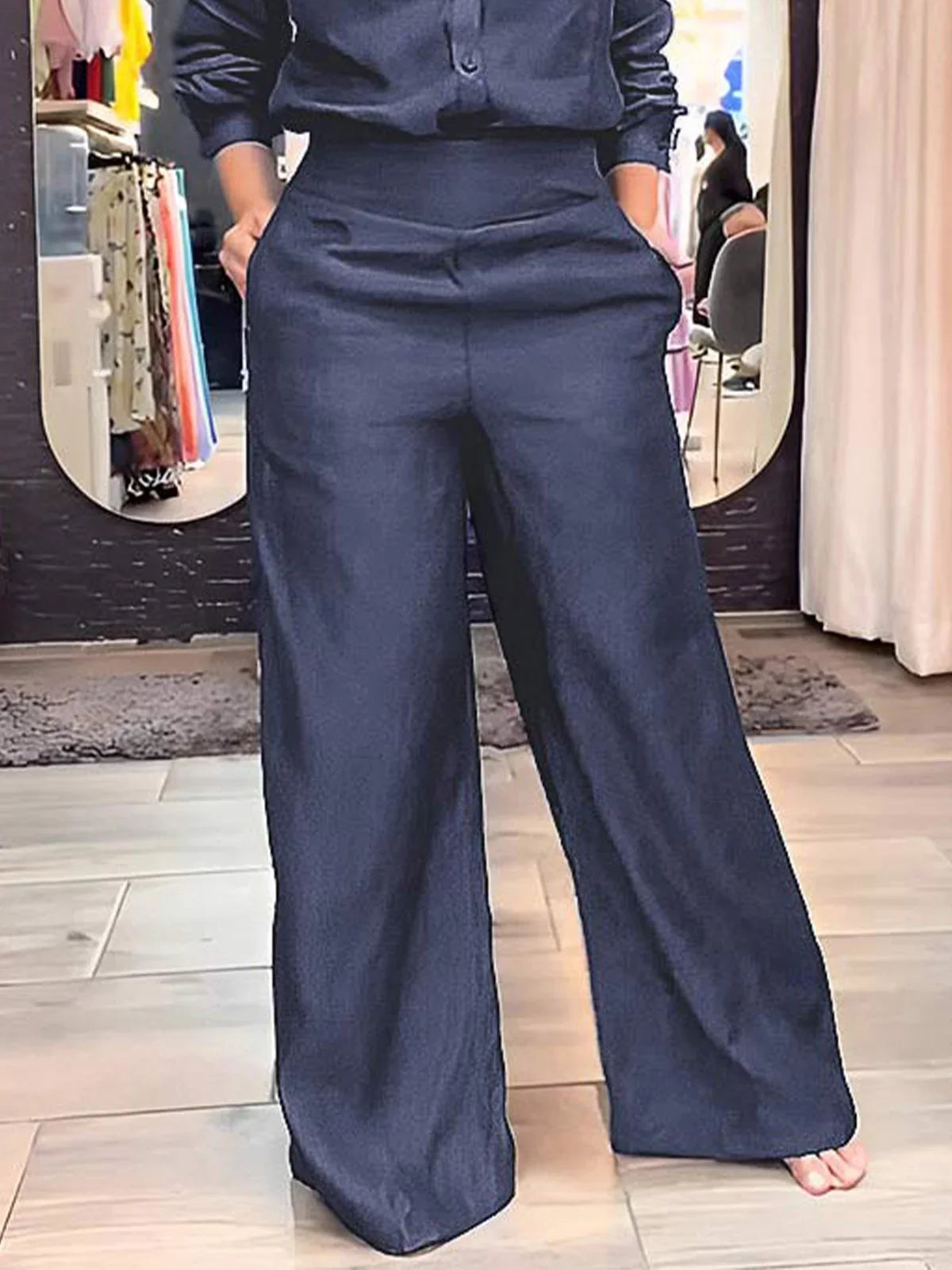 CityEdge | Kragen Denim-Bluse