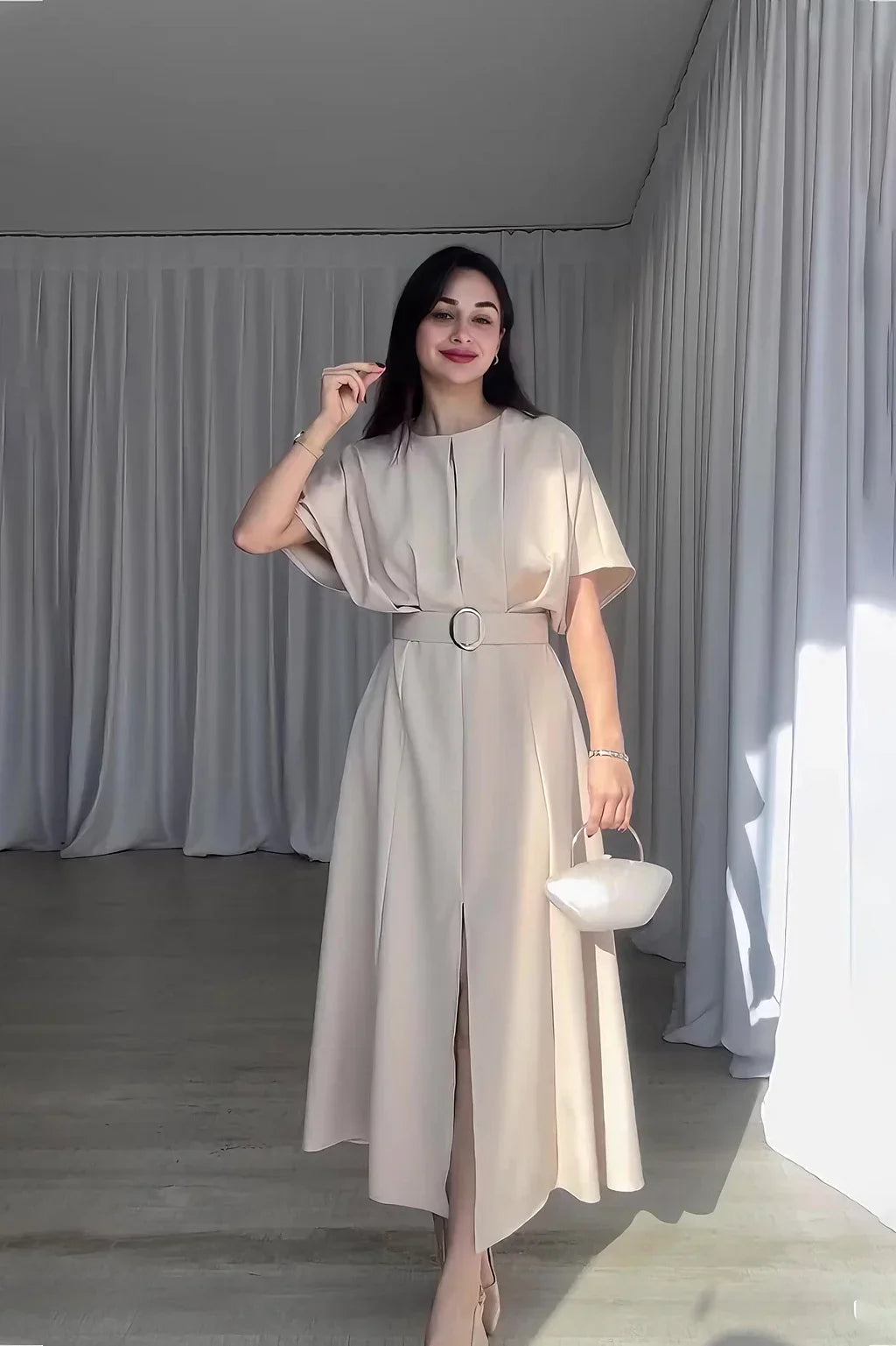 EleganzStil | Damen Elegantes Kleid mit Gürtel