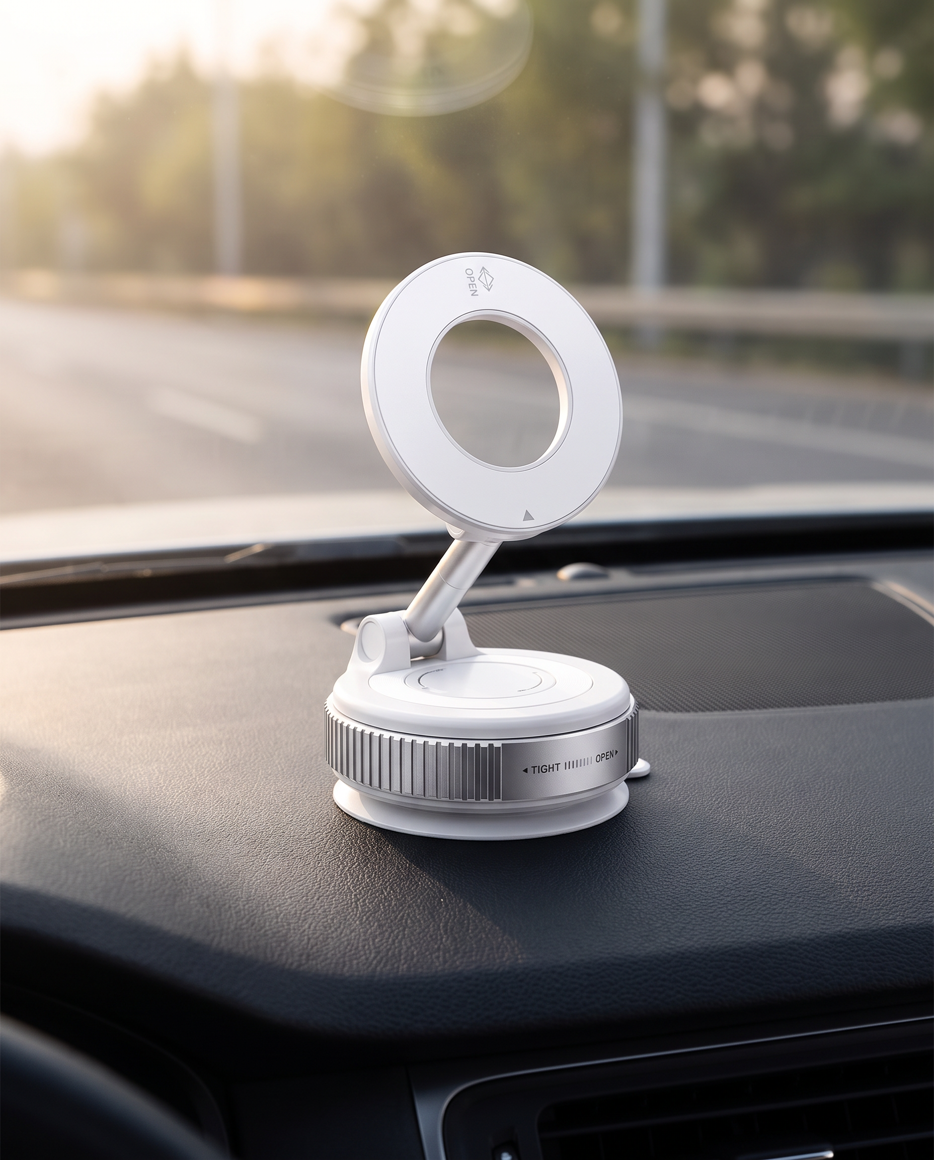 Borket DriveGrip Auto-Handyhalterung (weiß) am Armaturenbrett – Lifestyle
