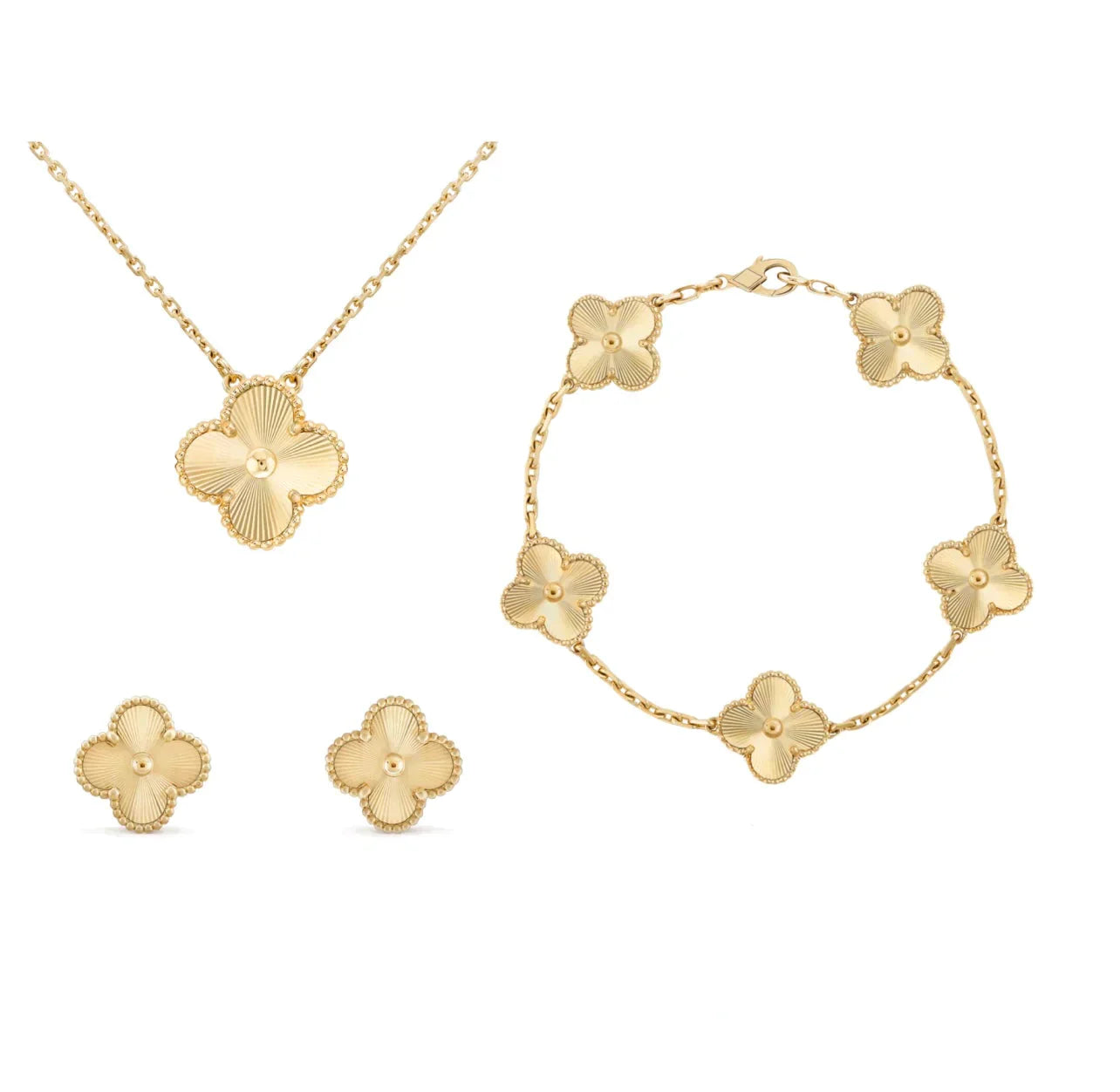 Kleeblatt Schmuckset Damen – Marika Clover Glücksbringer-Schmuck | Elegantes Set in Gold, Grün & Rot