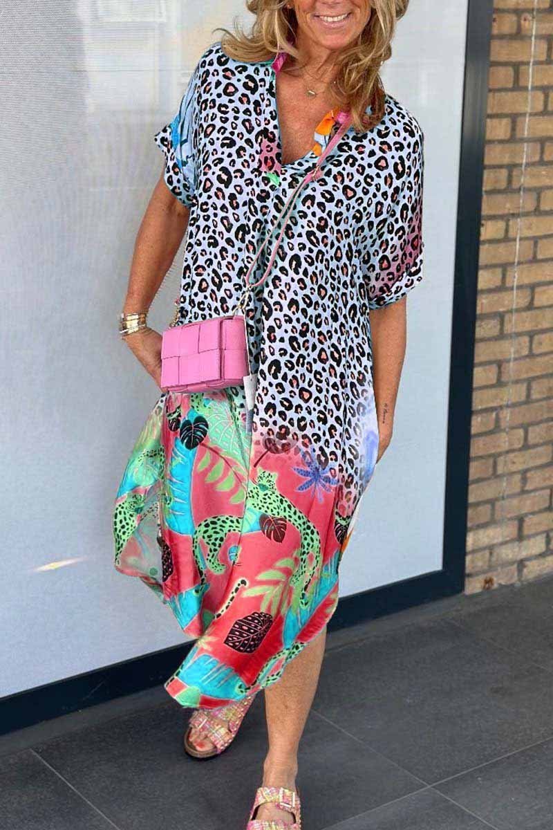 TropenVibes | Sommerliches Kleid mit Leo-Print & Tropenmuster