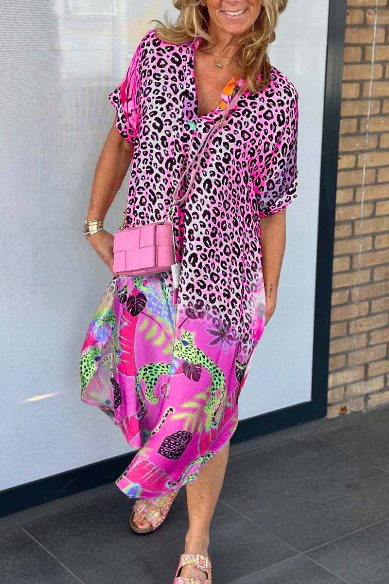 TropenVibes | Sommerliches Kleid mit Leo-Print & Tropenmuster